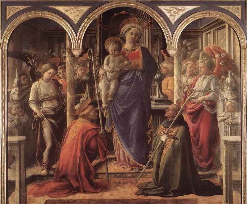 LIPPI, Fra Filippo Adoration of the Child with Saints g